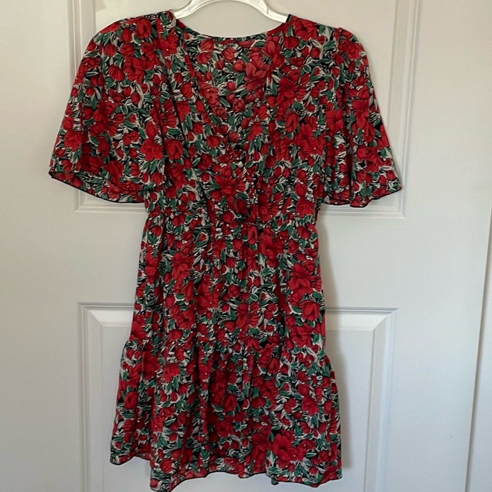 SHEIN Floral Knee Length Ruffle Dress 6